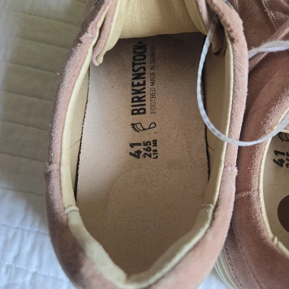 Birkenstock Men Size 8 Bend Low Suede Pink And White Euro 41 New 082025 - Picture 8 of 9